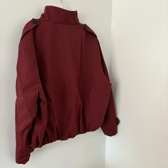 Commense Vintage Loose Trench Coat In Burgundy Size L NWT - Picture 11 of 14